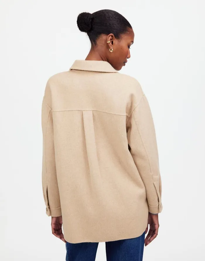 Coats Jackets Women Madewell DoubleFaced Long ShirtJacket Maple Oatmeal Melange