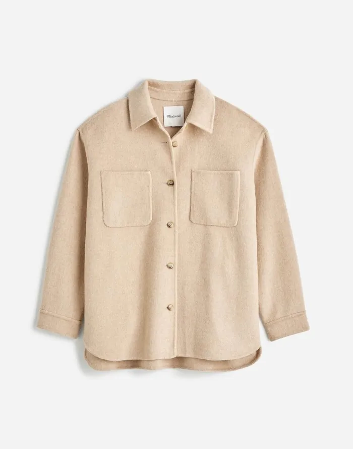 Coats Jackets Women Madewell DoubleFaced Long ShirtJacket Maple Oatmeal Melange