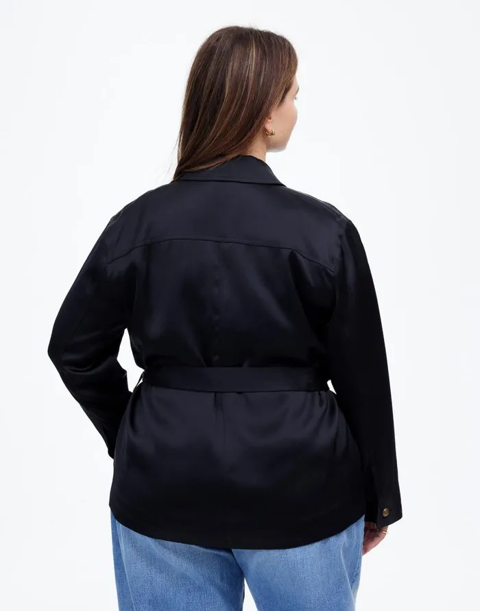 Coats Jackets Women Madewell Plus DoubleFaced Satin Safari Jacket True Black
