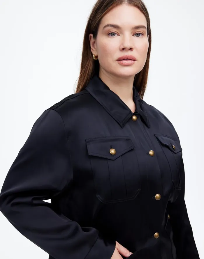 Coats Jackets Women Madewell Plus DoubleFaced Satin Safari Jacket True Black