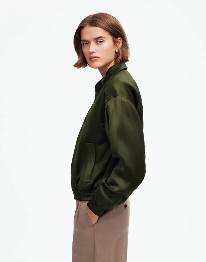 Coats Jackets Women Madewell Relaxed ZipFront Bomber Jacket Mossy Umber