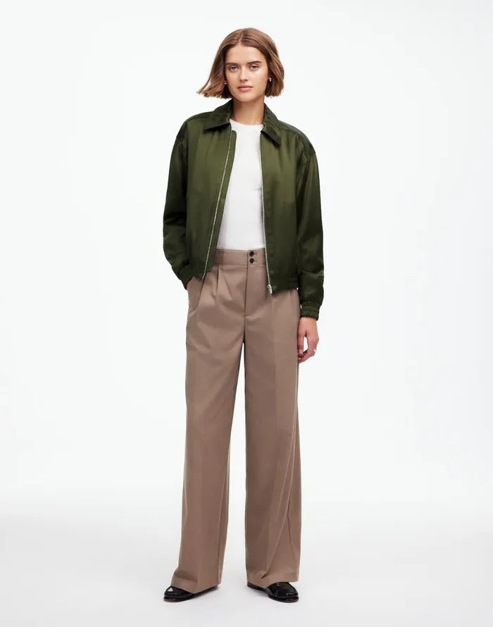 Coats Jackets Women Madewell Relaxed ZipFront Bomber Jacket Mossy Umber