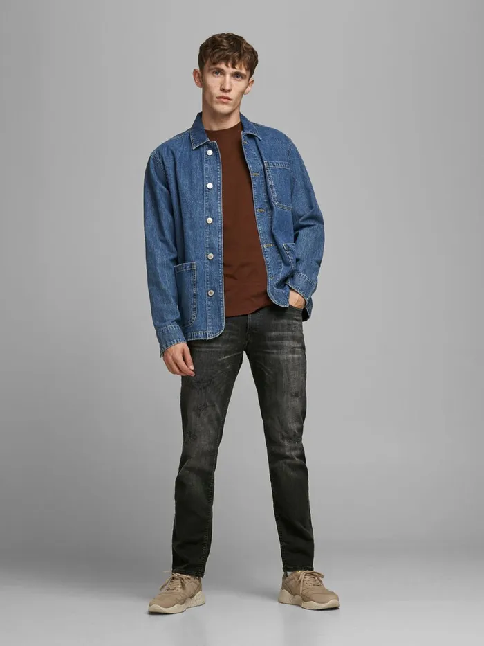 Comfort Jeans JACK and JONES Mens MIKE ORIGINAL JOS 143 50SPS COMFORT FIT JEANS Black Black Denim