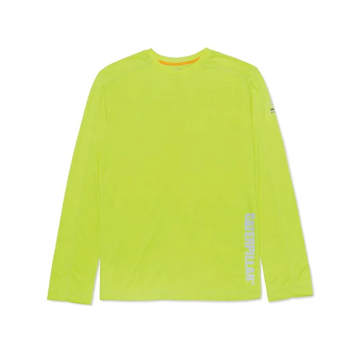 Coolmax Long Sleeve Tee Hivis Yellow Men Cat Footwear Tops and Outerwear