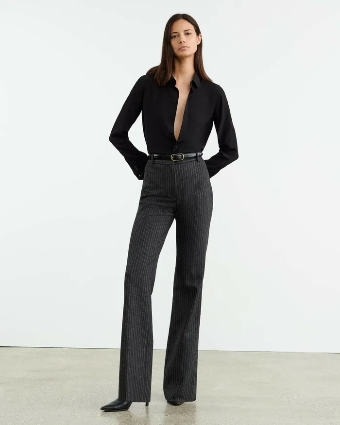 CORETTE PANT Charcoal Pinstripe Women Nili Lotan Pants and Shorts