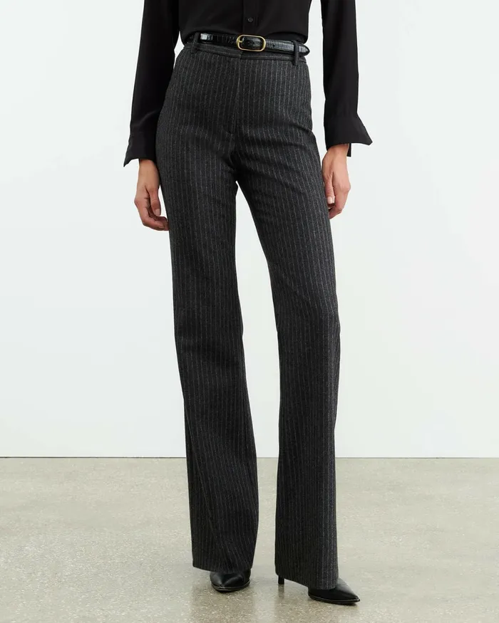 CORETTE PANT Charcoal Pinstripe Women Nili Lotan Pants and Shorts