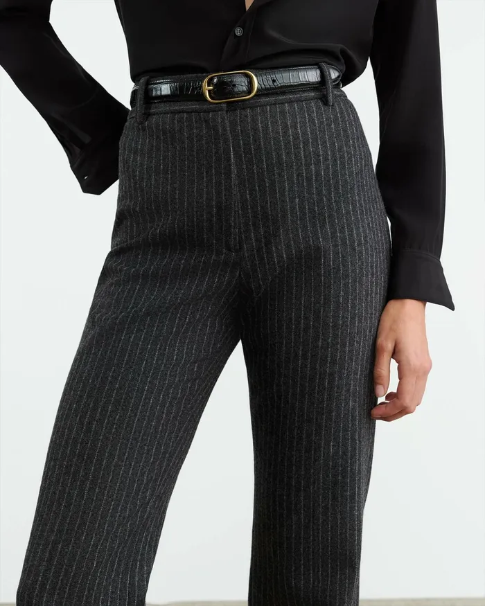 CORETTE PANT Charcoal Pinstripe Women Nili Lotan Pants and Shorts