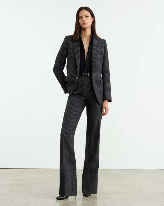 CORETTE PANT Charcoal Pinstripe Women Nili Lotan Pants and Shorts