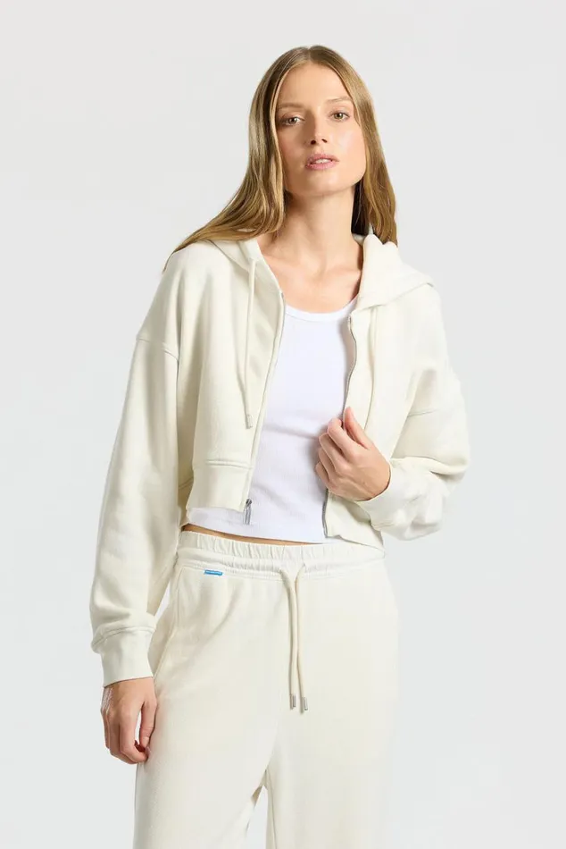 COTTON CITIZEN Boston Crop Hoodie Vintage Bone Women Sweatshirts