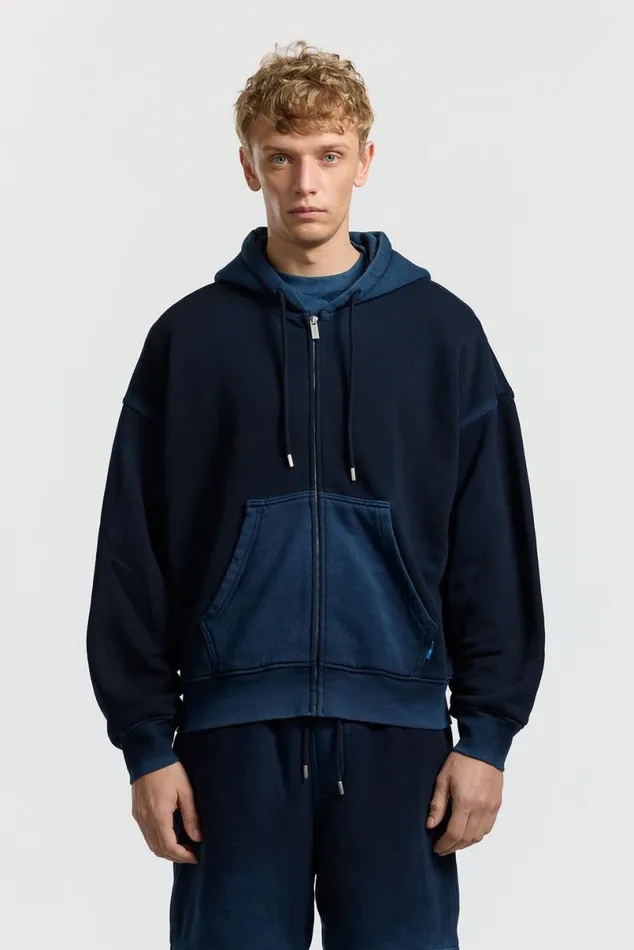 COTTON CITIZEN Boston Zip Hoodie Vintage Navy Men Sweatshirts