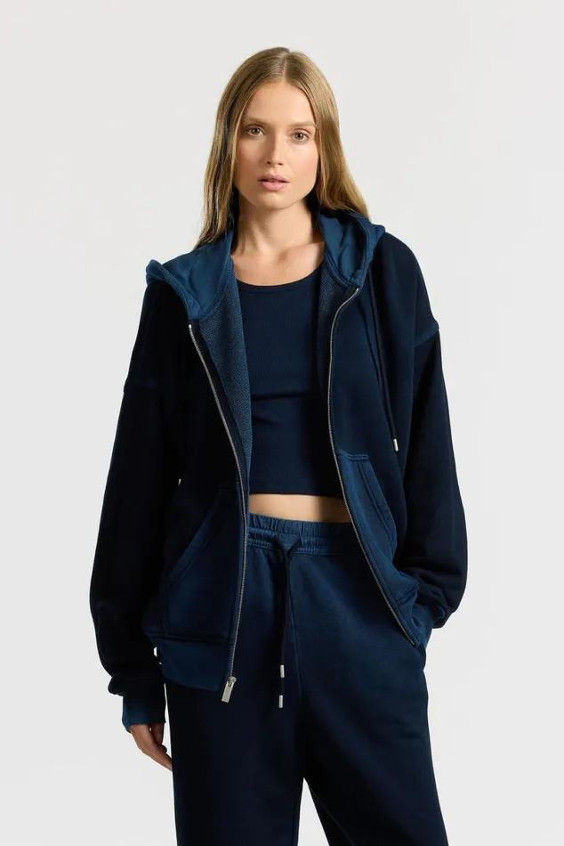 COTTON CITIZEN Boston Zip Hoodie Vintage Navy Men Sweatshirts COTTON CITIZEN Boston Zip Hoodie Vintage Navy Men Sweatshirts