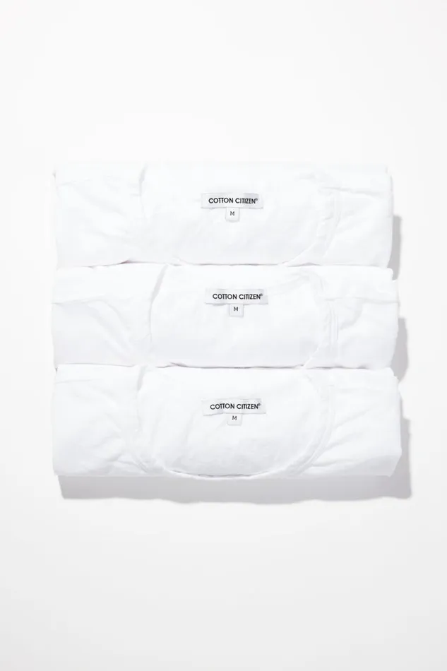 COTTON CITIZEN Classic Crewneck Tee 3Pack White Men 3Packs COTTON CITIZEN Classic Crewneck Tee 3Pack White Men 3Packs