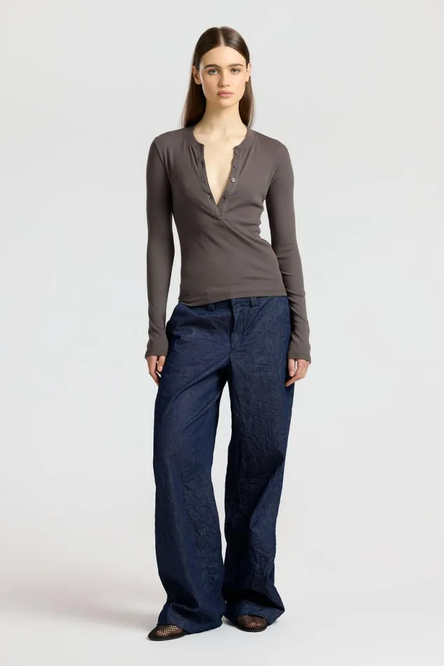 COTTON CITIZEN Verona Henley Stone Women Shirts COTTON CITIZEN Verona Henley Stone Women Shirts
