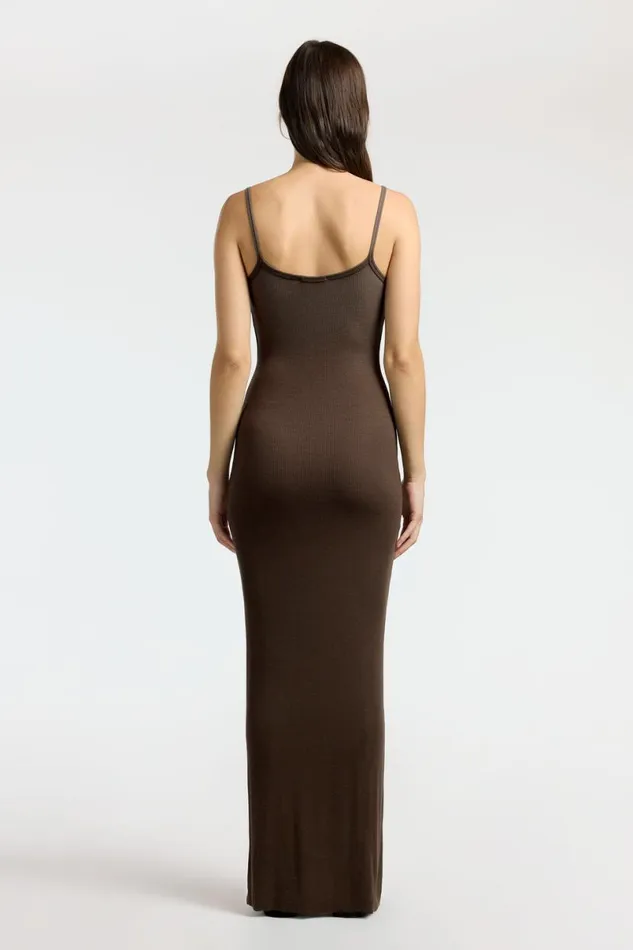 COTTON CITIZEN Verona Spaghetti Maxi Dress Chocolate Cast Women Dresses Skirts COTTON CITIZEN Verona Spaghetti Maxi Dress Chocolate Cast Women Dresses Skirts