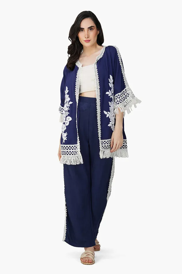Coverups Women America and Beyond Blue Catherine Lace Duster