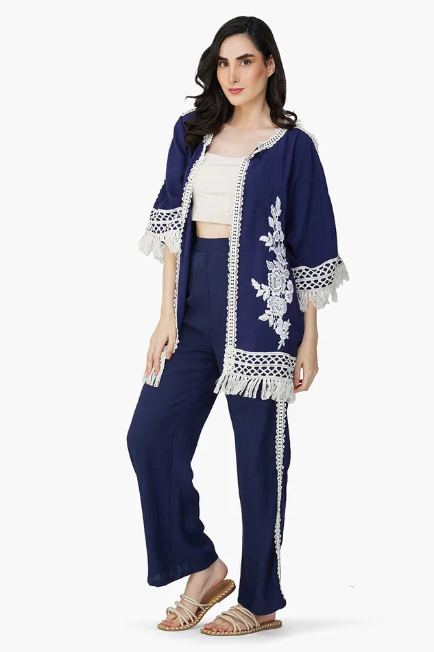Coverups Women America and Beyond Blue Catherine Lace Duster