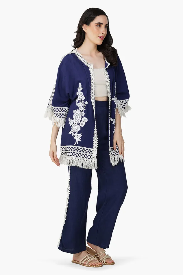 Coverups Women America and Beyond Blue Catherine Lace Duster