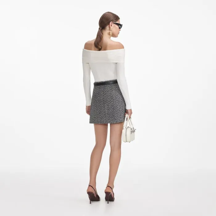 Cream Off Shoulder Knit Top Women Self Portrait Tops Cream Off Shoulder Knit Top Women Self Portrait Tops