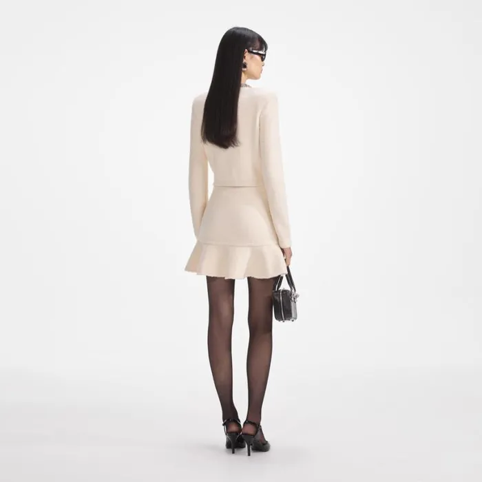 Cream Soft Knit Mini Skirt Women Self Portrait Knitwear Cream Soft Knit Mini Skirt Women Self Portrait Knitwear