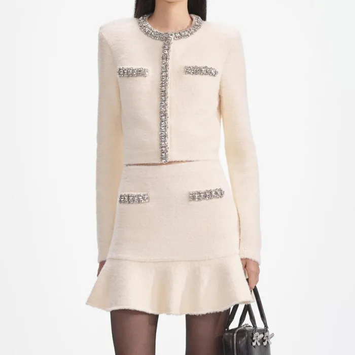 Cream Soft Knit Mini Skirt Women Self Portrait Knitwear Cream Soft Knit Mini Skirt Women Self Portrait Knitwear