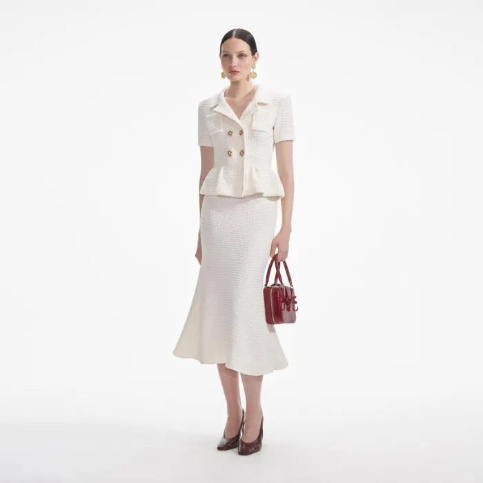 Cream Textured Knit Midi Dress Women Self Portrait Dresses Cream Textured Knit Midi Dress Women Self Portrait Dresses