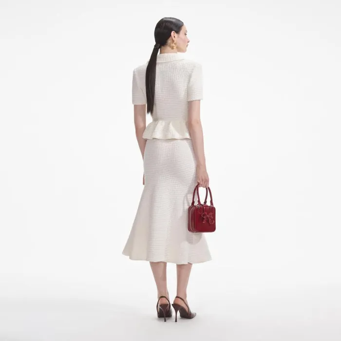 Cream Textured Knit Midi Dress Women Self Portrait Dresses Cream Textured Knit Midi Dress Women Self Portrait Dresses