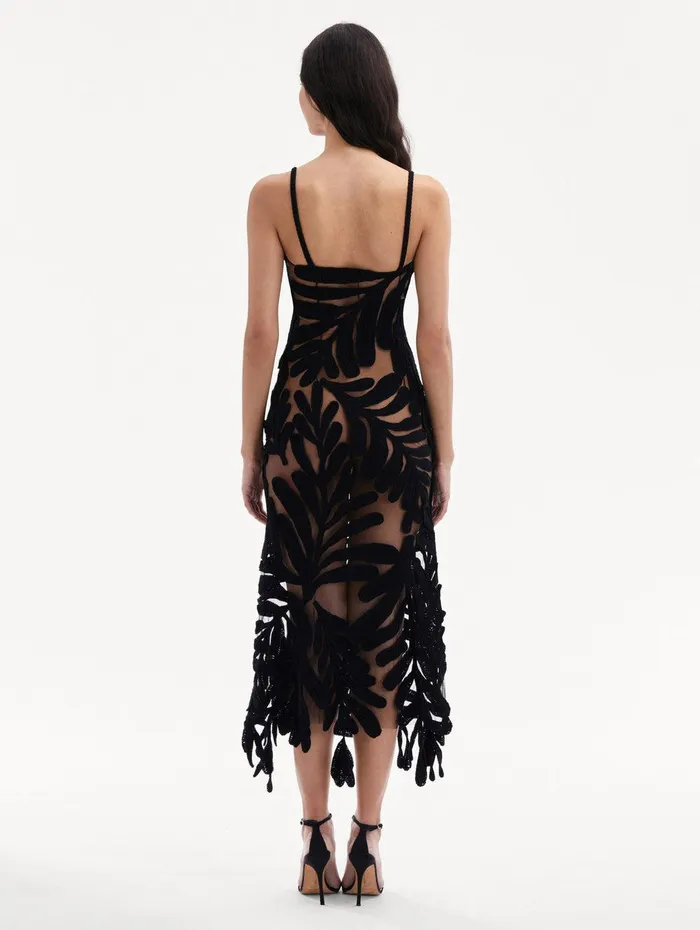 Crocheted Fern Midi Dress Black Women Oscar De La Renta Dresses Crocheted Fern Midi Dress Black Women Oscar De La Renta Dresses