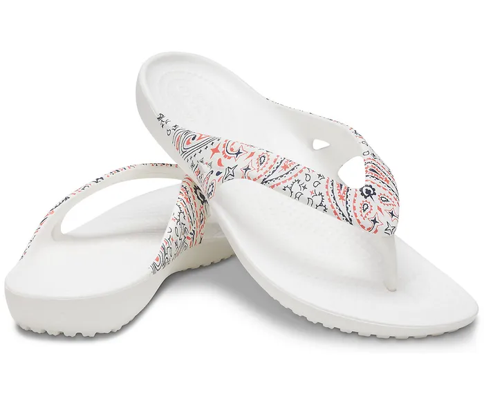 Crocs FlipFlops Women Kadee II Americana Paisley Flip White Multi