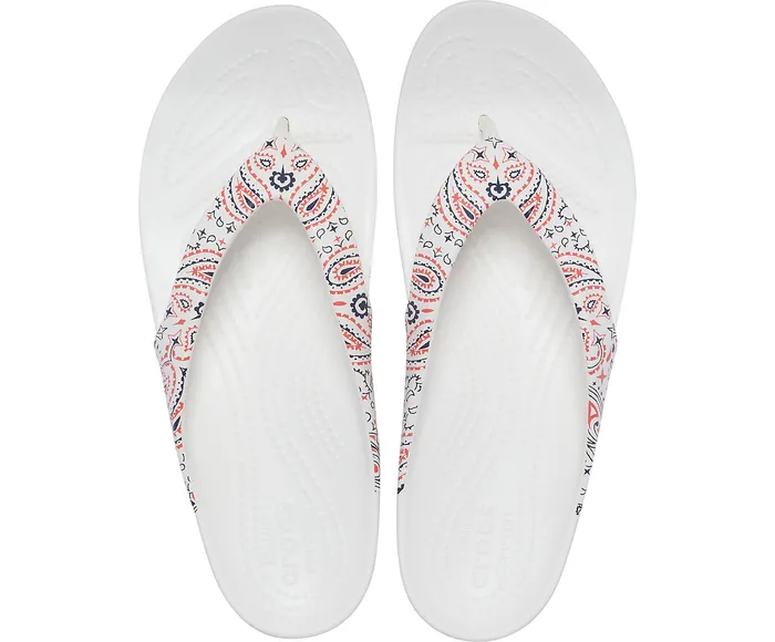 Crocs FlipFlops Women Kadee II Americana Paisley Flip White Multi