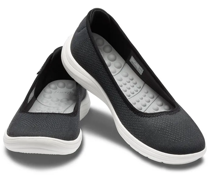 Crocs Reviva Flat Black White Women Flats Crocs