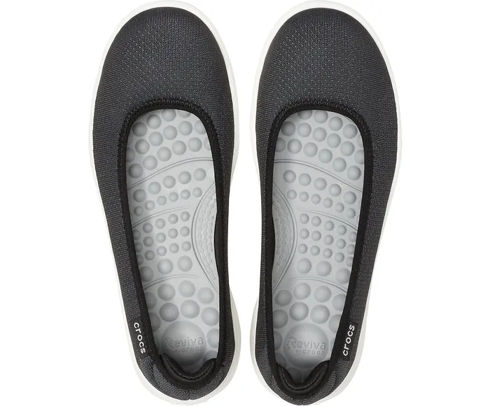 Crocs Reviva Flat Black White Women Flats Crocs