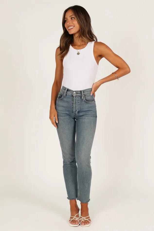 Crop Tops Women Petal and Pup Ari Ribbed Tank Top White