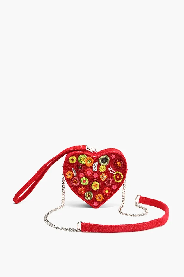 Crossbody Bags America and Beyond Women Crimson Blossom Heart shaped Clutch