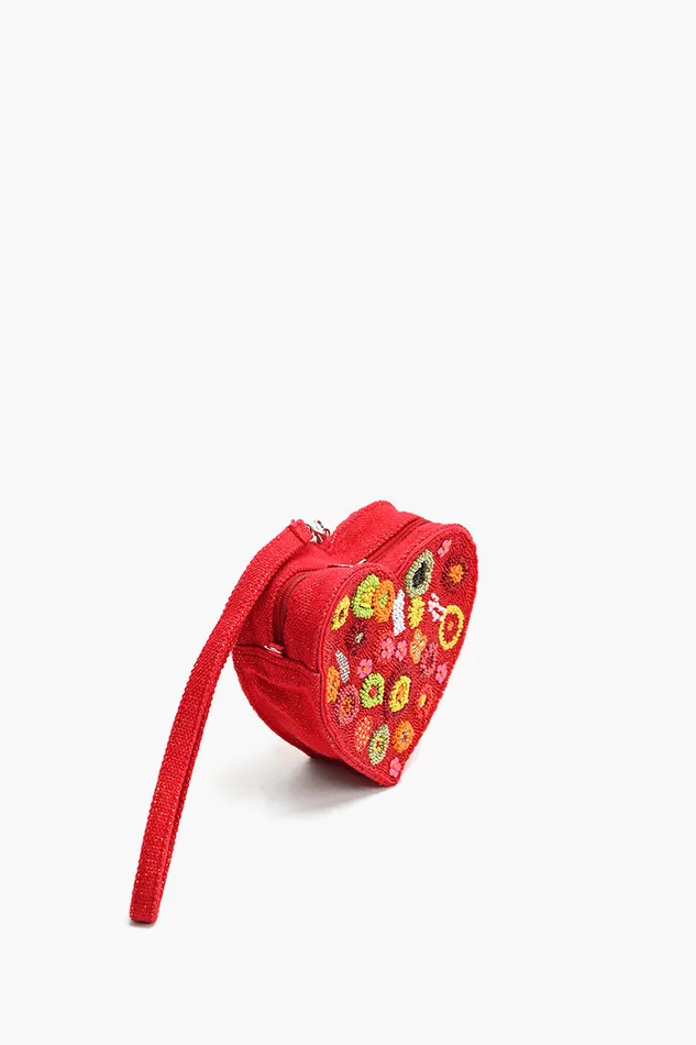 Crossbody Bags America and Beyond Women Crimson Blossom Heart shaped Clutch