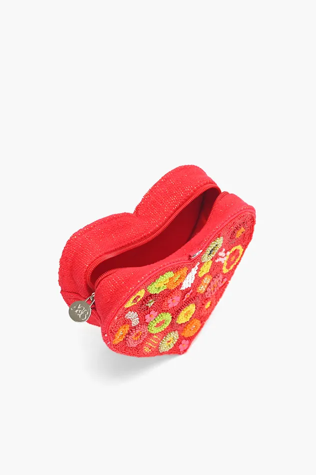 Crossbody Bags America and Beyond Women Crimson Blossom Heart shaped Clutch