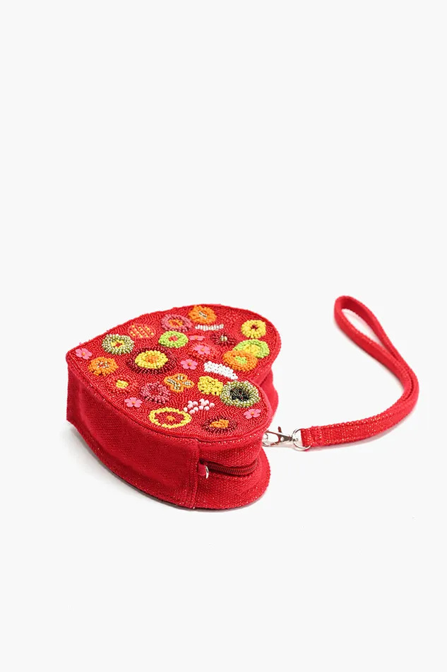 Crossbody Bags America and Beyond Women Crimson Blossom Heart shaped Clutch