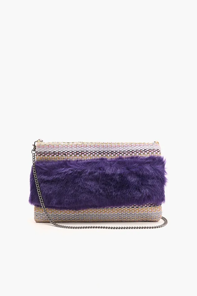 Crossbody Bags America and Beyond Women Faux Fur Clutch Sugar Plum