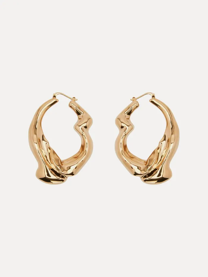 Crushed Hoop Earrings Gold Women Oscar De La Renta Earrings