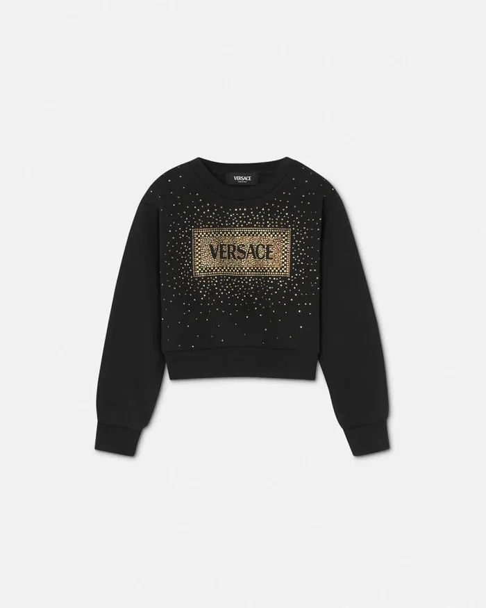 Crystal 03990s Vintage Logo Kids Sweatshirt Black Children Versace Clothing