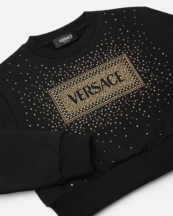 Crystal 03990s Vintage Logo Kids Sweatshirt Black Children Versace Clothing