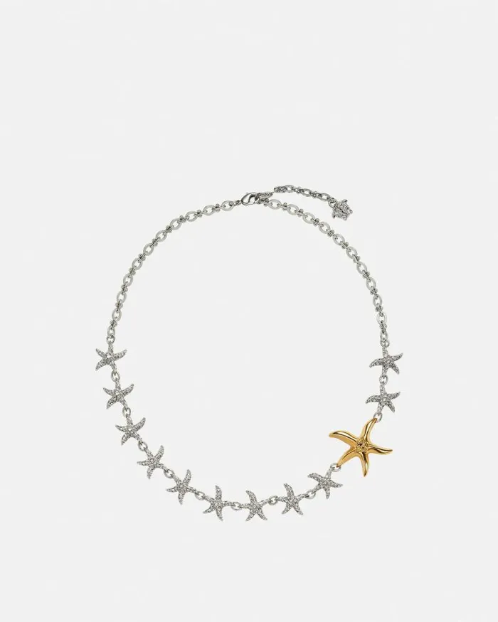 Crystal Barocco Sea Necklace Silvergold Women Versace Necklaces