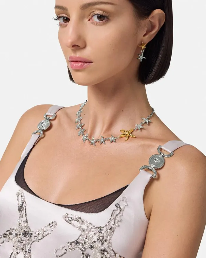 Crystal Barocco Sea Necklace Silvergold Women Versace Necklaces