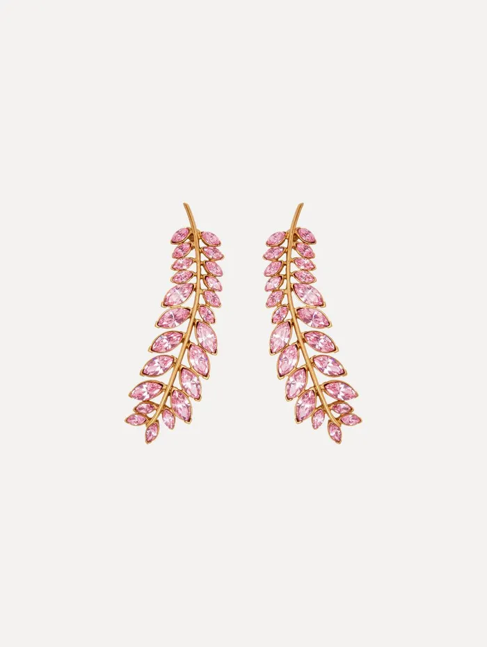 Crystal Branch Earrings Rose Women Oscar De La Renta Earrings