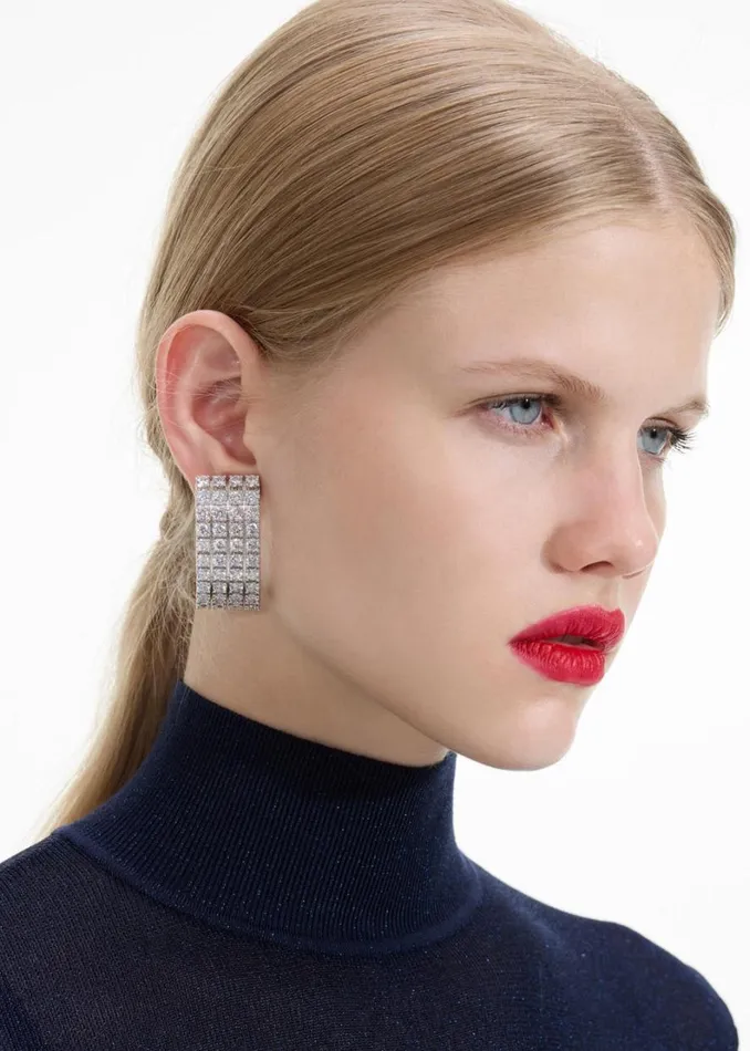 Crystal Chainmail Earrings Women Self Portrait Jewellery Crystal Chainmail Earrings Women Self Portrait Jewellery