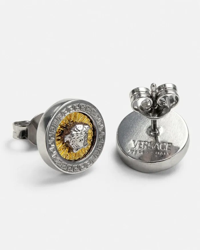 Crystal Icon Stud Earrings Silvergold WomenMen Versace Earrings
