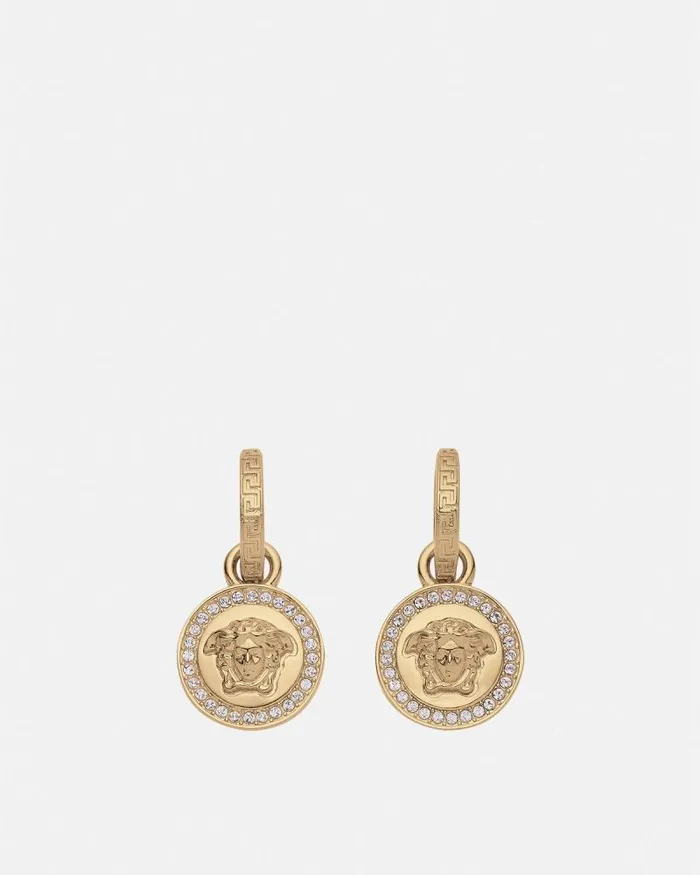 Crystal La Medusa Greca Earrings Gold WomenMen Versace Earrings