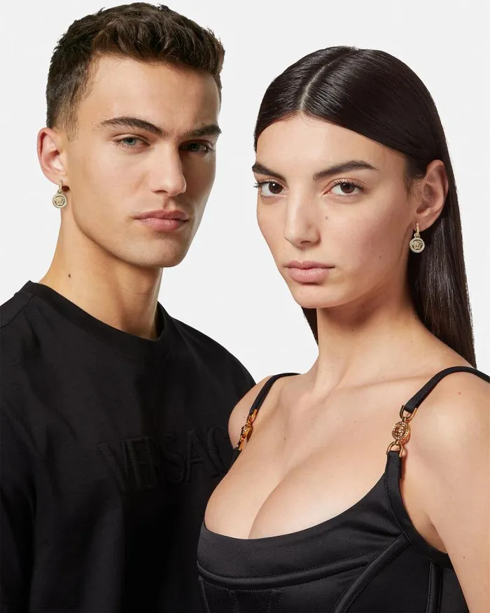 Crystal La Medusa Greca Earrings Gold WomenMen Versace Earrings
