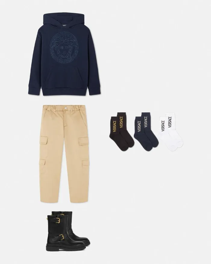 Crystal Medusa Kids Hoodie Blue Children Versace Clothing