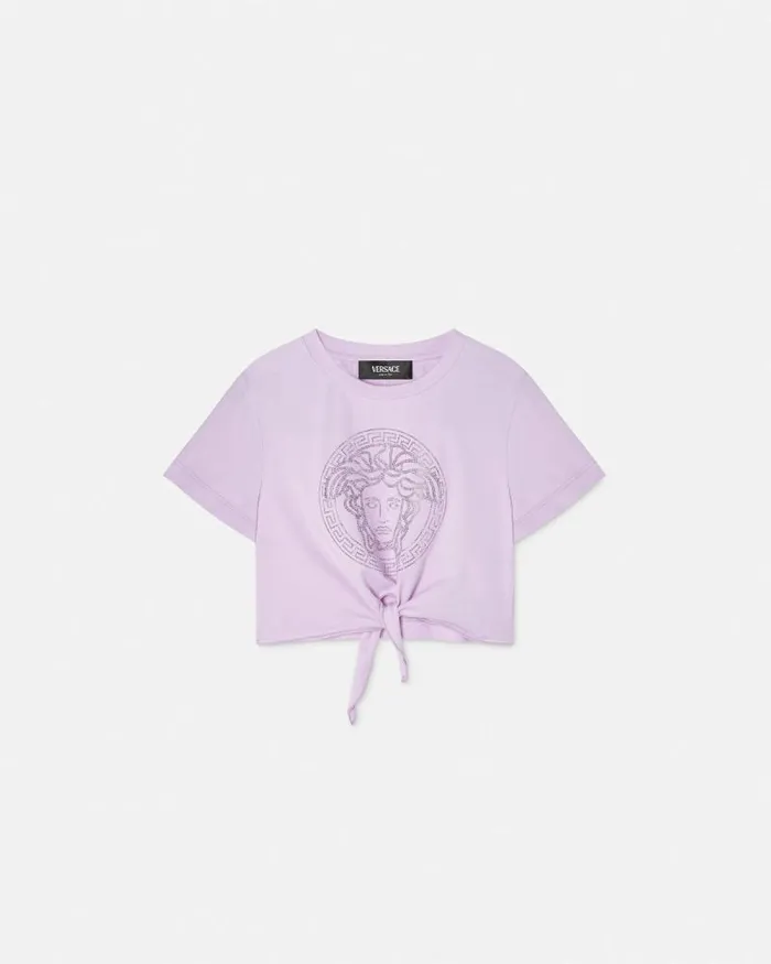 Crystal Medusa Knotted Kids TShirt Lilac Children Versace Clothing