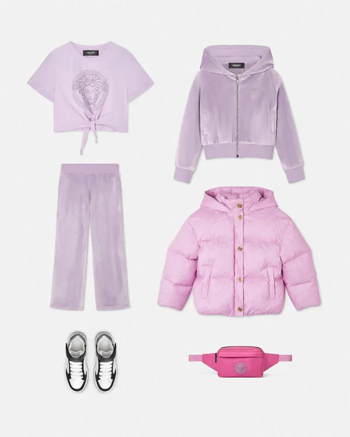 Crystal Medusa Knotted Kids TShirt Lilac Children Versace Clothing
